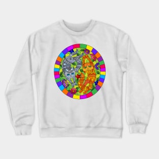 Cute Kitty Stained Glass Design Pattern Crewneck Sweatshirt